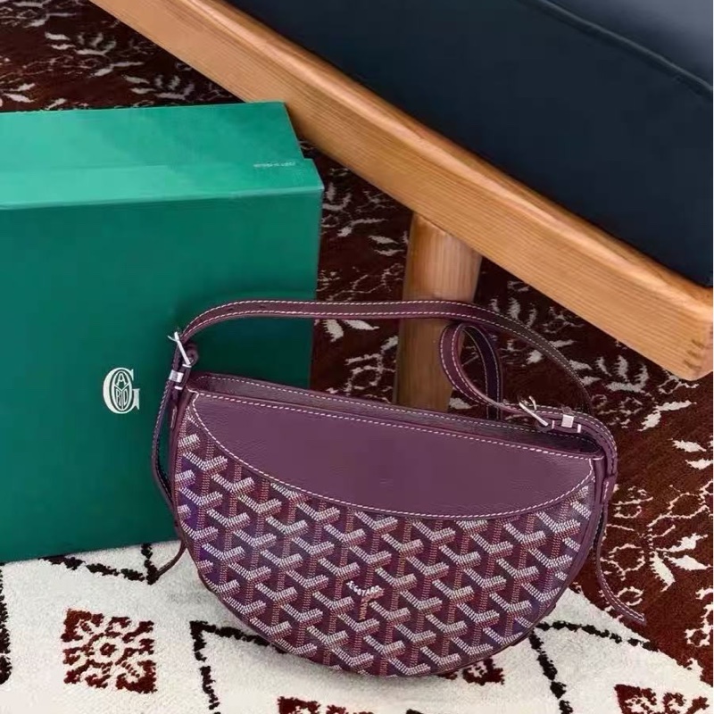 GOYARD Hirondelle Y字老花酒紅色肩背斜背燕子包25*17*6 98新配件塵袋-0