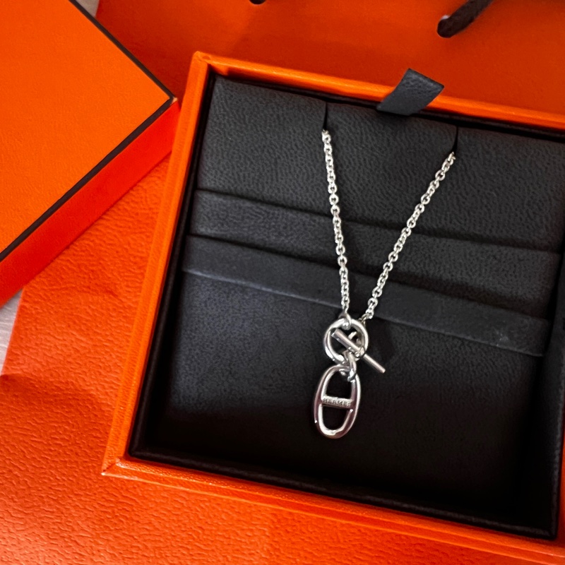 愛馬仕 豬鼻銀鍊 項鍊-1