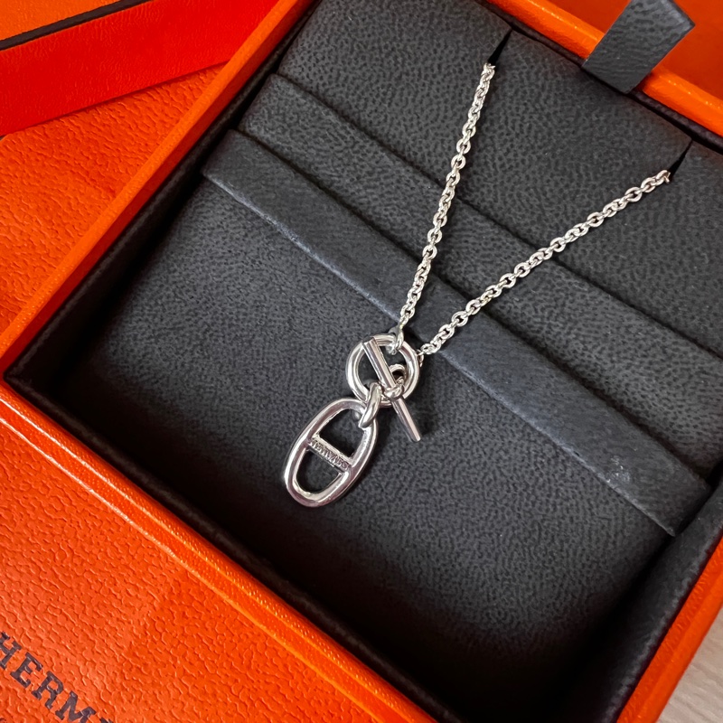 愛馬仕 豬鼻銀鍊 項鍊-2