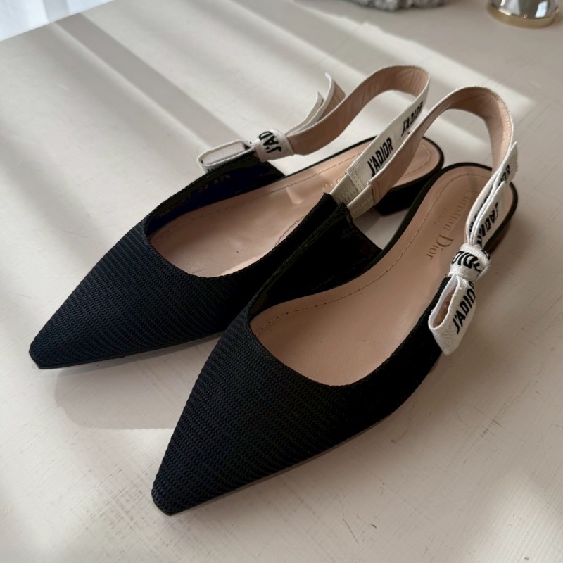 Dior J’ADIOR 黑色slingback平底尖頭鞋 37.5號 貼底-0