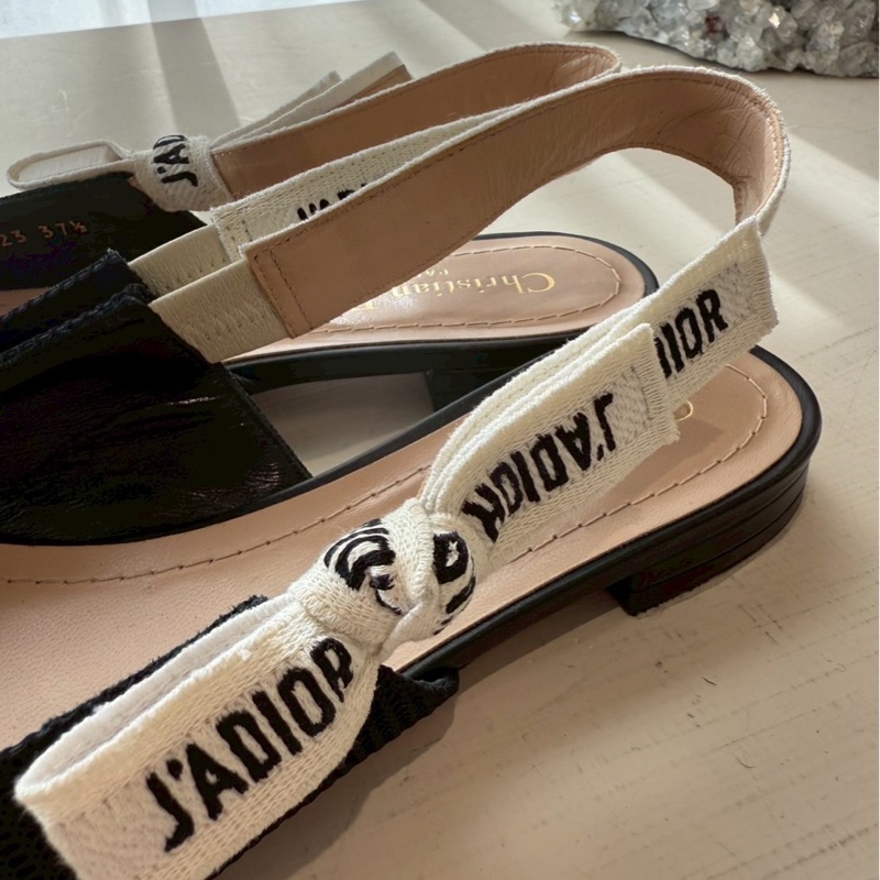 Dior J’ADIOR 黑色slingback平底尖頭鞋 37.5號 貼底-1