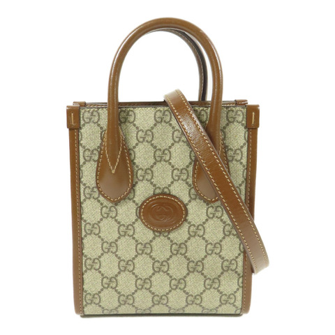 GUCCI 塗層帆布Retro金扣手挽肩背兩用袋