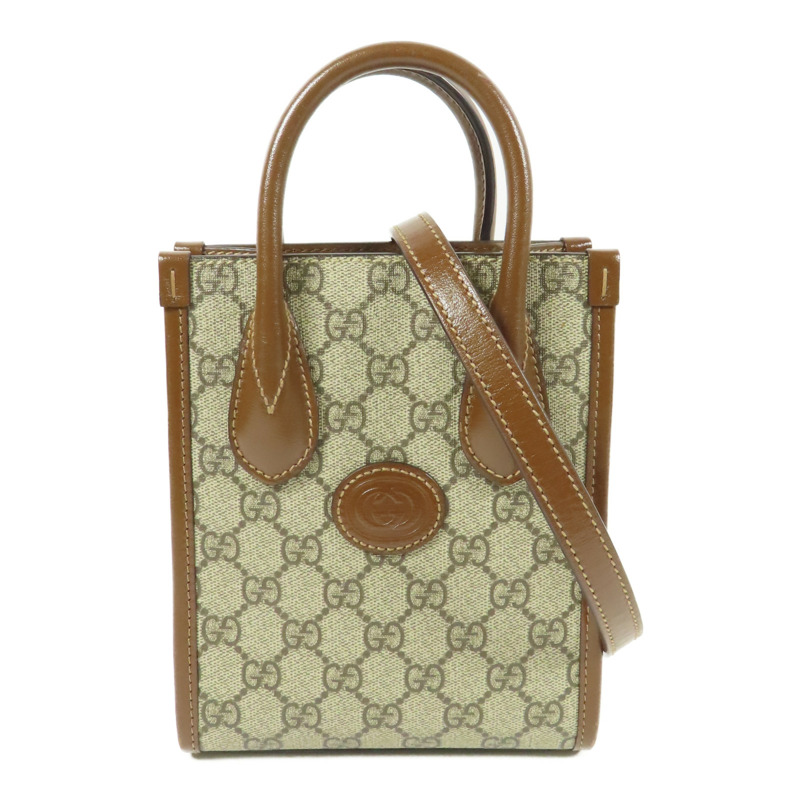GUCCI 塗層帆布Retro金扣手挽肩背兩用袋-0