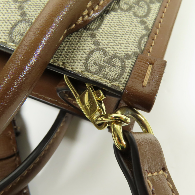 GUCCI 塗層帆布Retro金扣手挽肩背兩用袋-13