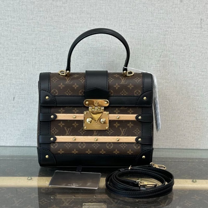 LV Trianon花木條手提硬盒芯片款21*16*11 98新配件鏡子塵袋-0