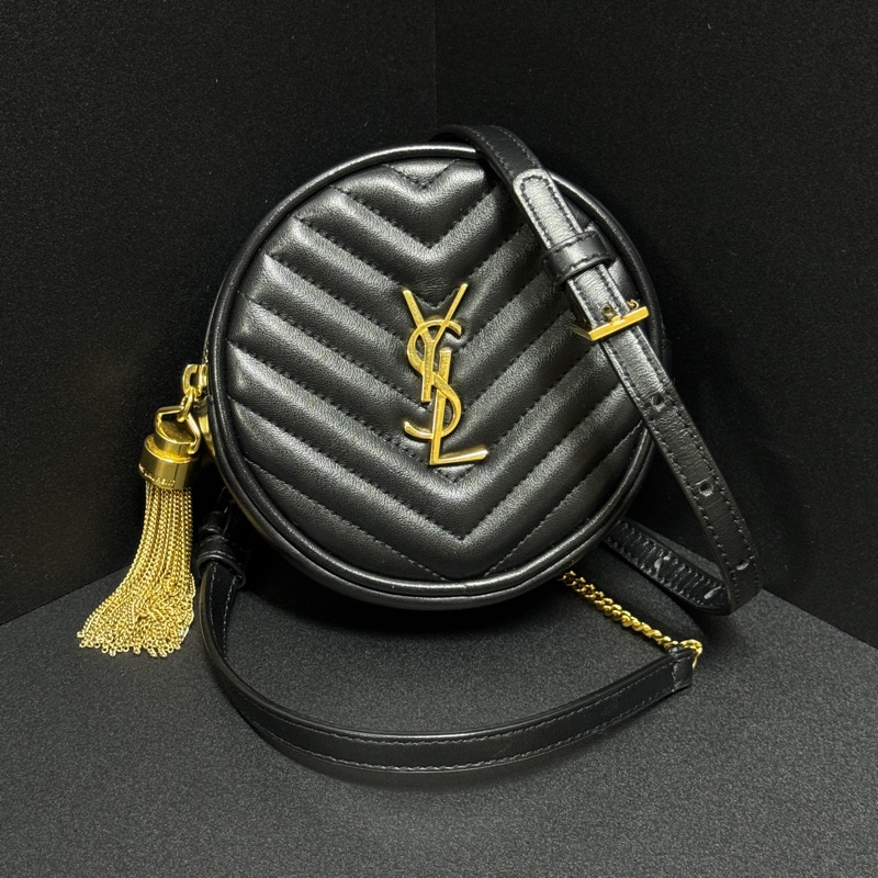 (全新閒置品🎁) YSL 聖羅蘭 黑金圓餅包 斜背包-3