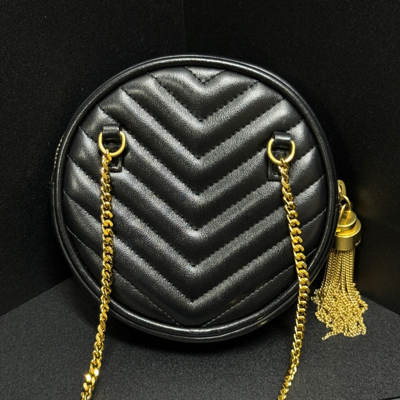 (全新閒置品🎁) YSL 聖羅蘭 黑金圓餅包 斜背包-4