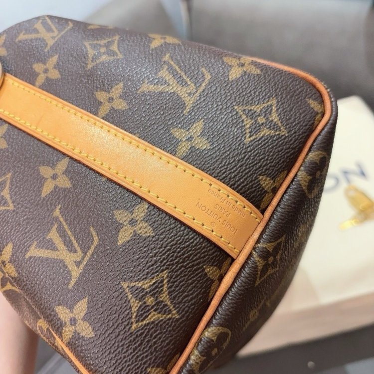 Lv speedy25老花肩帶款芯片款 99新 配件塵袋鑰匙鎖-7