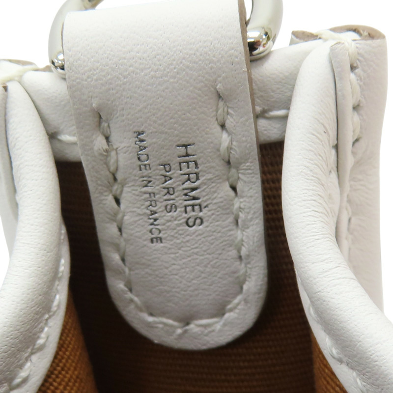 大象灰 Toile帆布 白色牛皮 Neo Evelyne 16 肩背包 K刻 金扣【HERMES 愛馬仕】-6