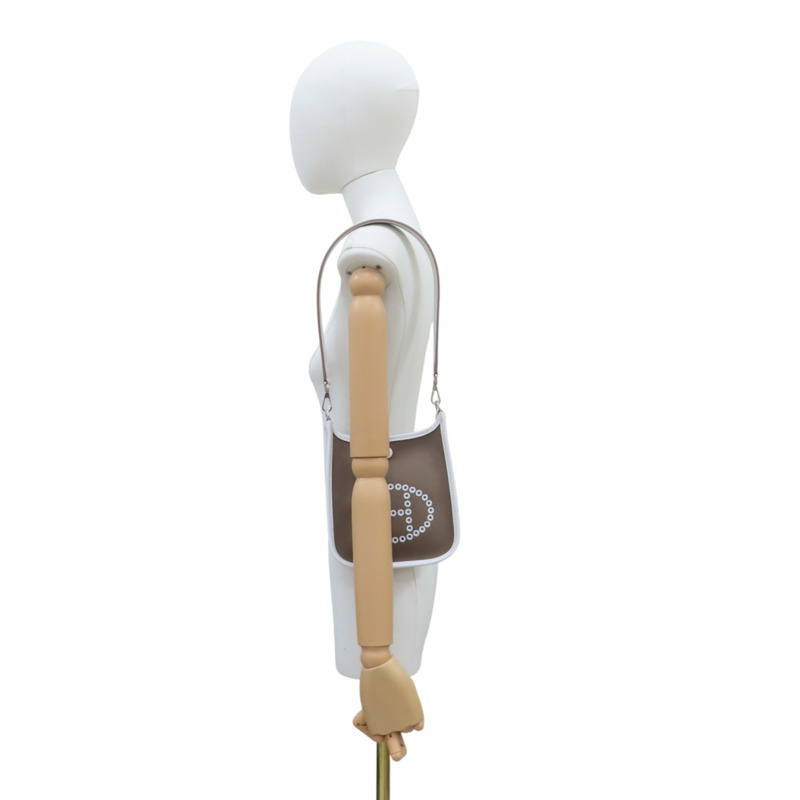 大象灰 Toile帆布 白色牛皮 Neo Evelyne 16 肩背包 K刻 金扣【HERMES 愛馬仕】-8