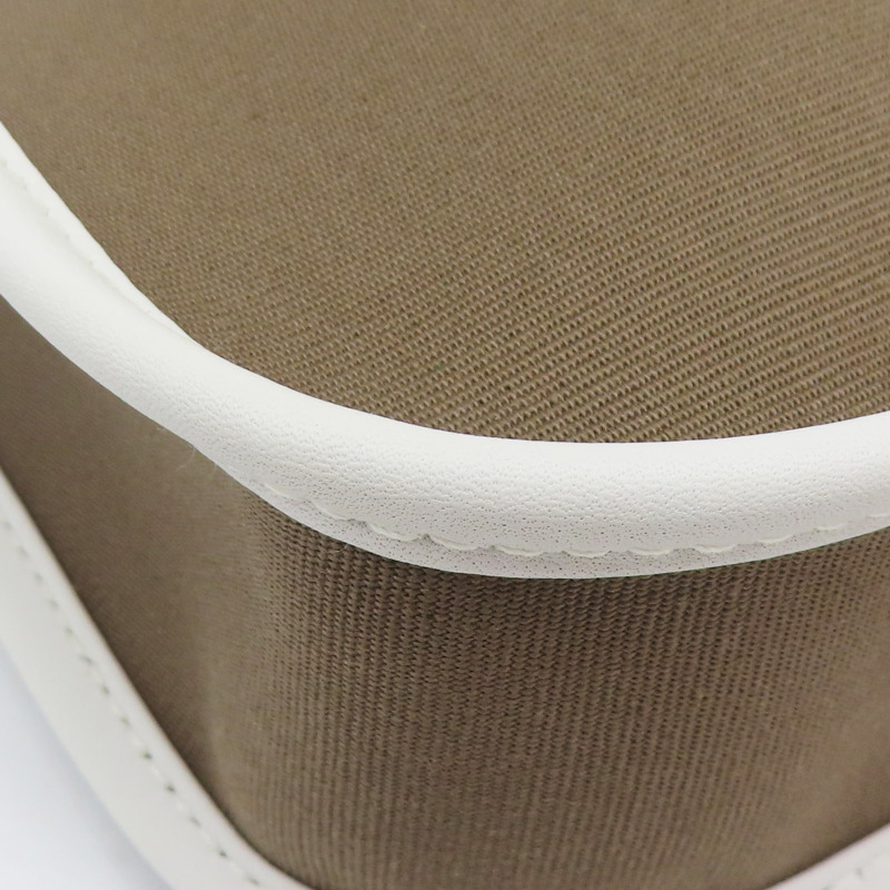 大象灰 Toile帆布 白色牛皮 Neo Evelyne 16 肩背包 K刻 金扣【HERMES 愛馬仕】-11