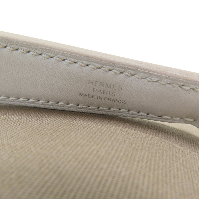大象灰 Toile帆布 白色牛皮 Neo Evelyne 16 肩背包 K刻 金扣【HERMES 愛馬仕】-13
