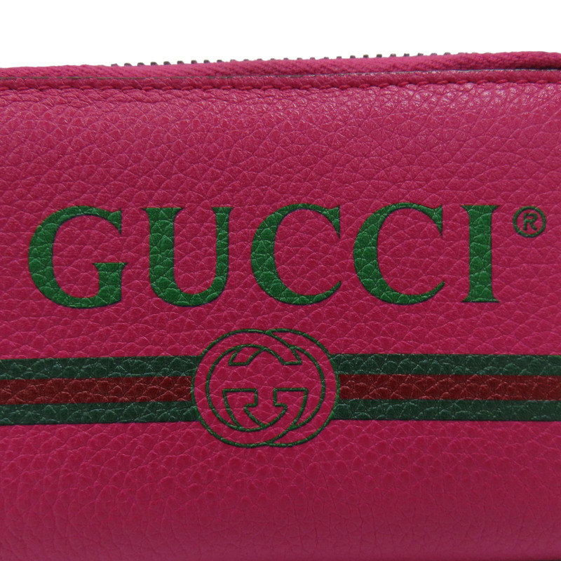 粉色 牛皮 LOGO 拉鍊 卡夾【GUCCI 古馳】 496319-10
