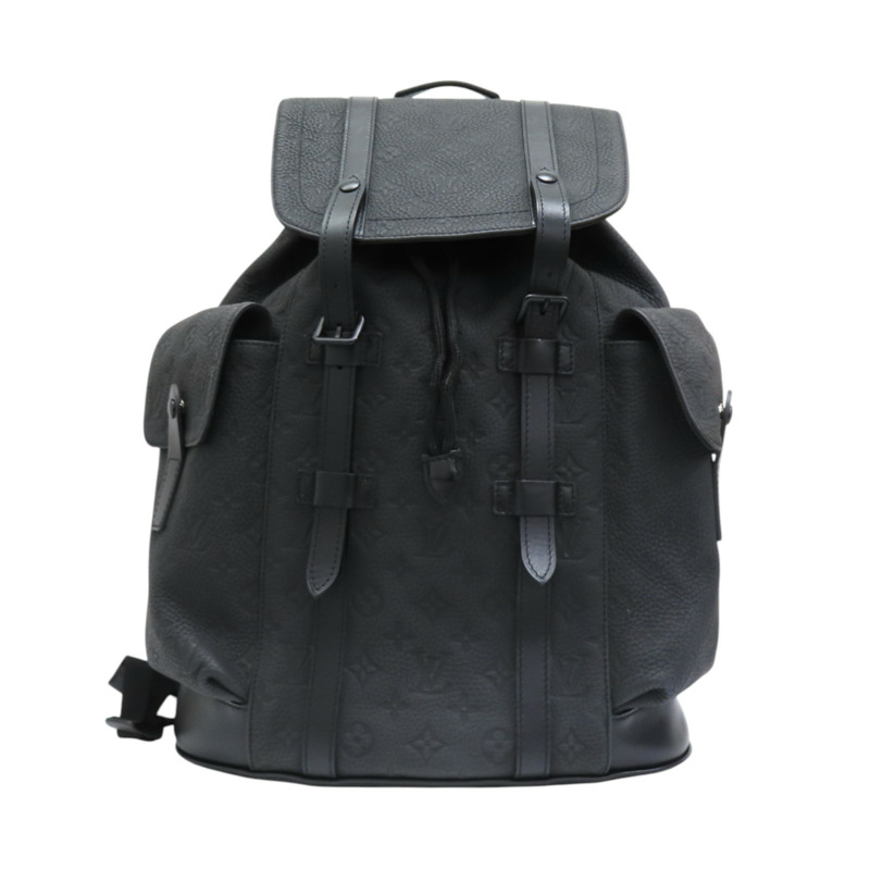 黑色 原花壓紋牛皮 Christopher MM 後背包 銀扣 M55699【LOUIS VUITTON 路易威登】 M55699-0