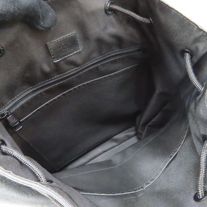 黑色 原花壓紋牛皮 Christopher MM 後背包 銀扣 M55699【LOUIS VUITTON 路易威登】 M55699-4