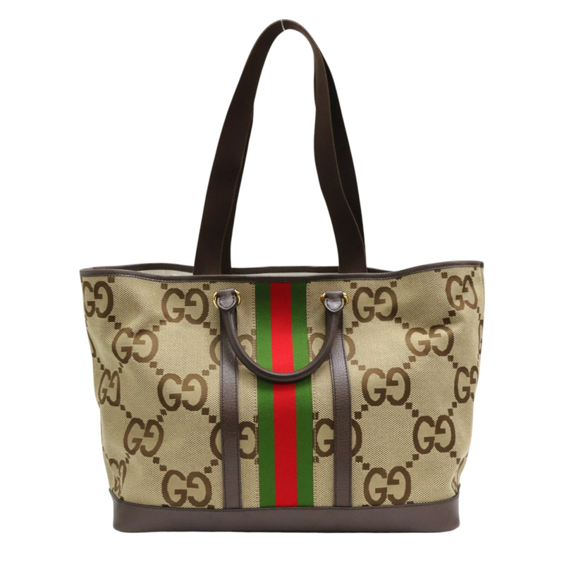 棕色 帆布 牛皮 Jumbo GG 兩用包 金扣 756660【GUCCI 古馳】 756660-1