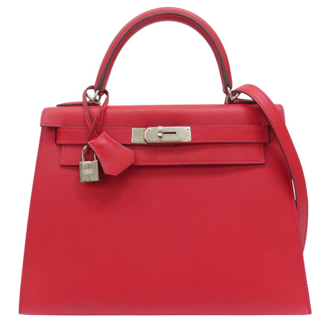 紅色 Epsom牛皮 Kelly 28 两用包 X刻 銀扣【HERMES 愛馬仕】 X刻/Rouge Casaque