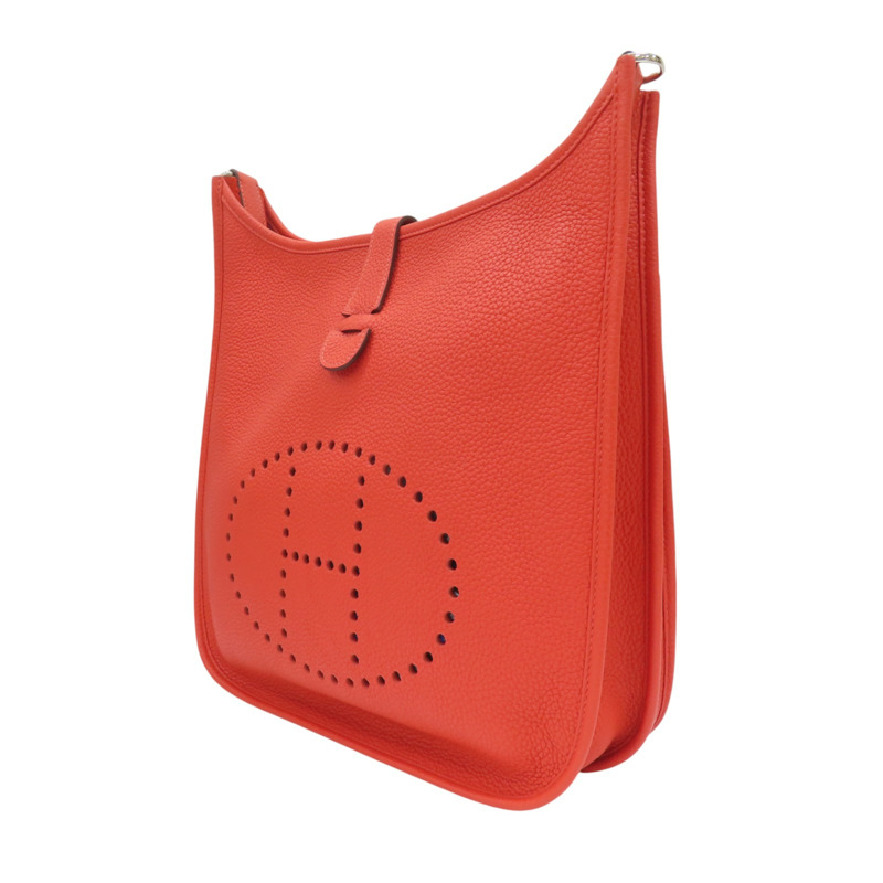 紅色 Taurillon牛皮 Evelyne III GM 肩背包 銀扣 □R刻【HERMES 愛馬仕】 □R-2