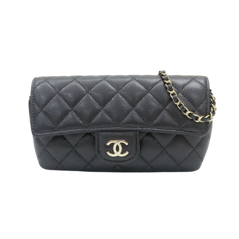 黑色 荔枝紋牛皮 肩背包 金扣【CHANEL 香奈兒】