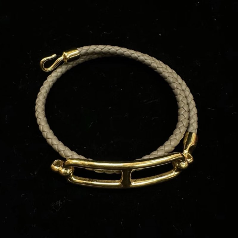 HERMES Roulis大象灰豬鼻子雙圈手繩 鏈長31.5cm 98新配件盒子塵袋-3