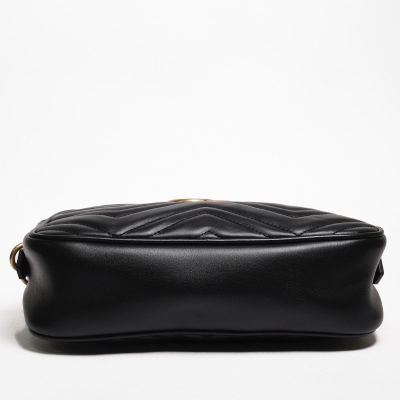 GUCCI Marmont 24相機包 黑金-2