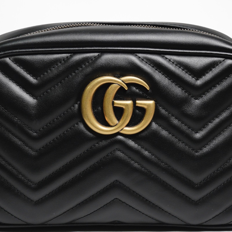 GUCCI Marmont 24相機包 黑金-3