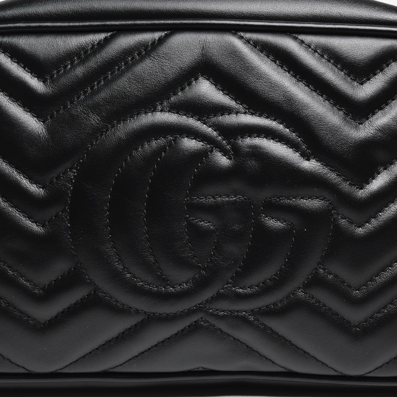 GUCCI Marmont 24相機包 黑金-4
