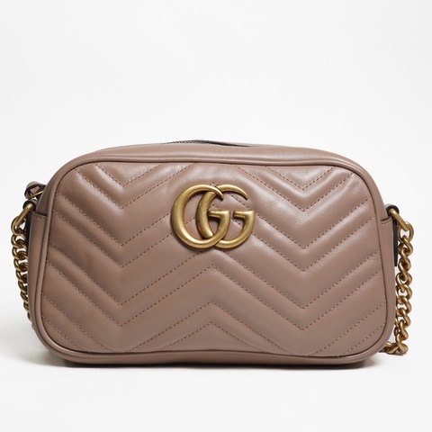 Gucci藕粉色gg logo相機包
