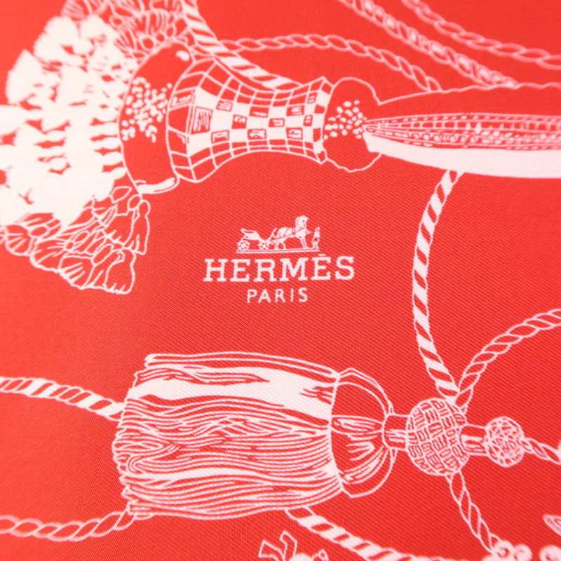 HERMES 絲質Maxi Twilly絲巾White/Red-5