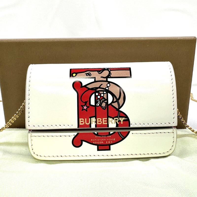 BURBERRY 鏈帶翻蓋皮革卡包-0