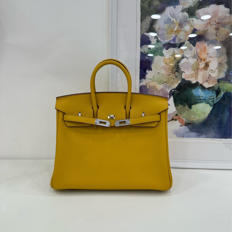愛馬仕birkin25 9D Ambre琥珀黃銀扣 W刻 全新有購證-1