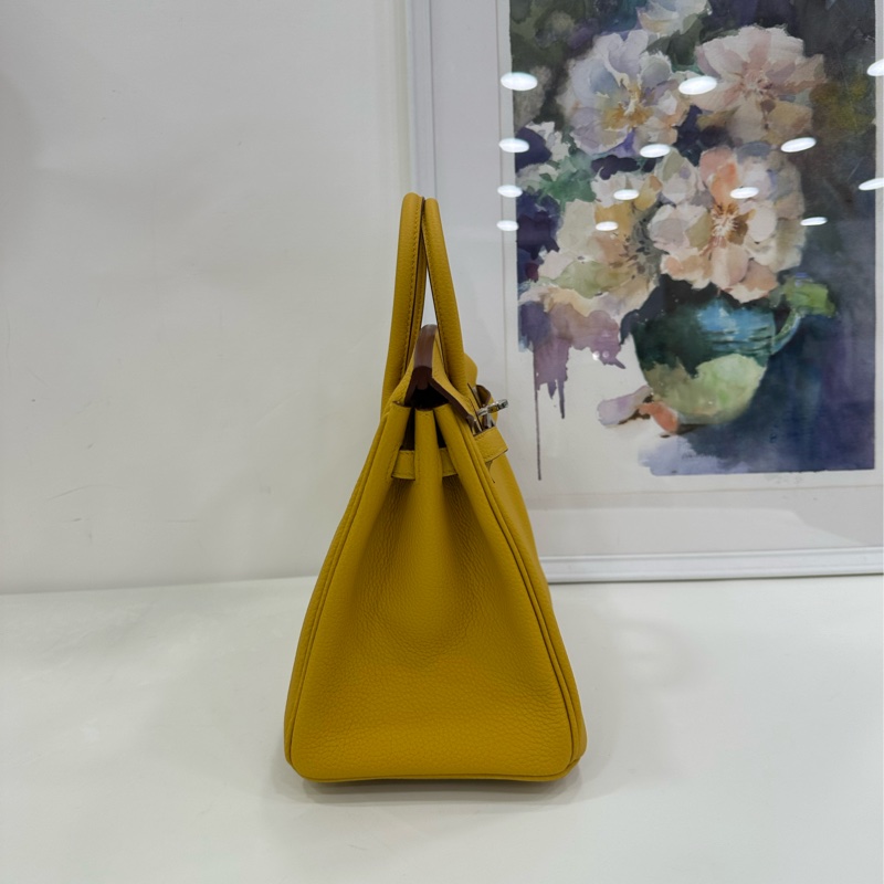 愛馬仕birkin25 9D Ambre琥珀黃銀扣 W刻 全新有購證-3