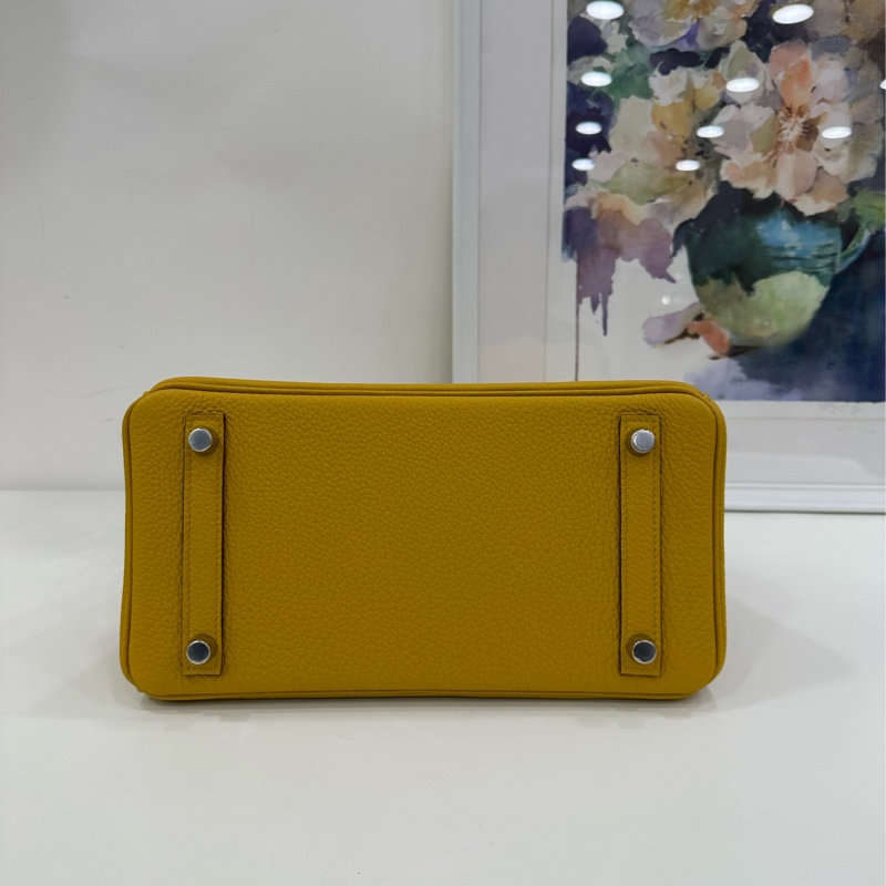 愛馬仕birkin25 9D Ambre琥珀黃銀扣 W刻 全新有購證-5
