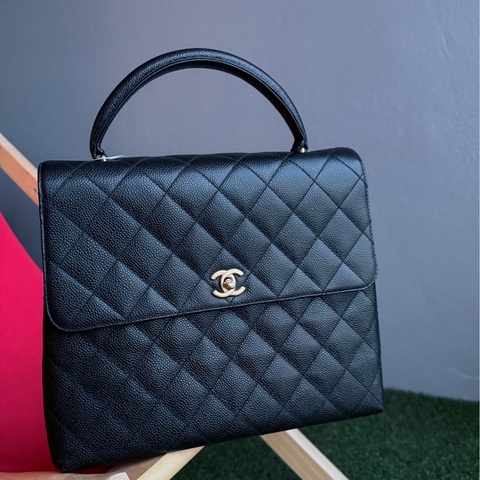 Chanel 魚子醬牛皮Kelly Handle手提公事包 老香 vintage