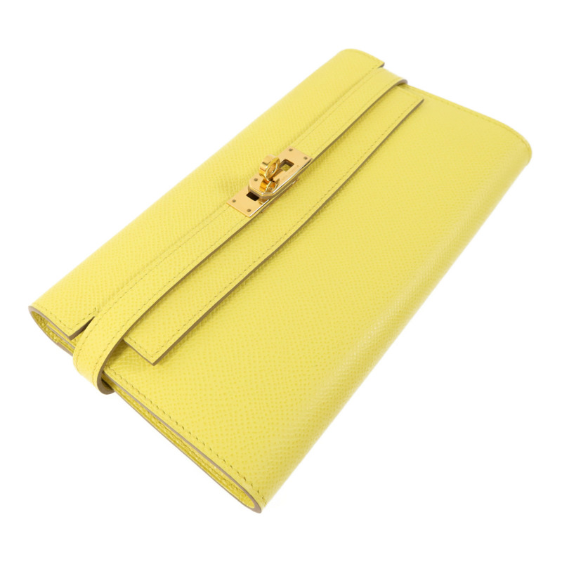 HERMES Epsom皮革Kelly Wallet金扣長錢包Soufre-2