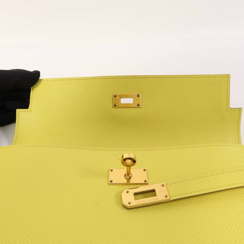 HERMES Epsom皮革Kelly Wallet金扣長錢包Soufre-5
