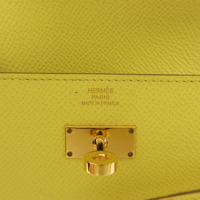 HERMES Epsom皮革Kelly Wallet金扣長錢包Soufre-6