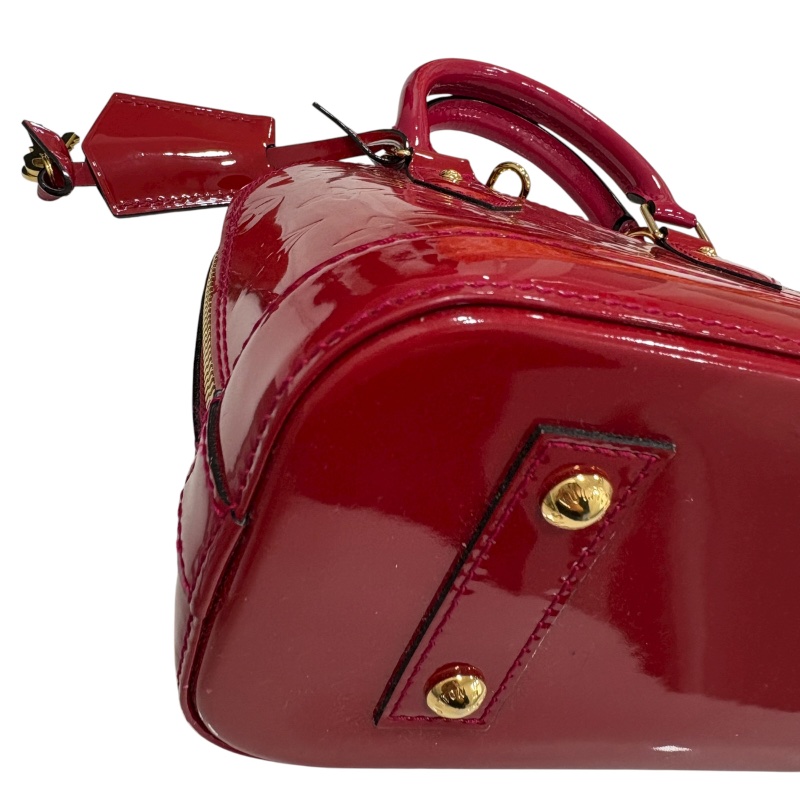 LOUIS VUITTON 路易威登 M91771 ALMA BB 漆皮老花 桃紅色 金釦-5