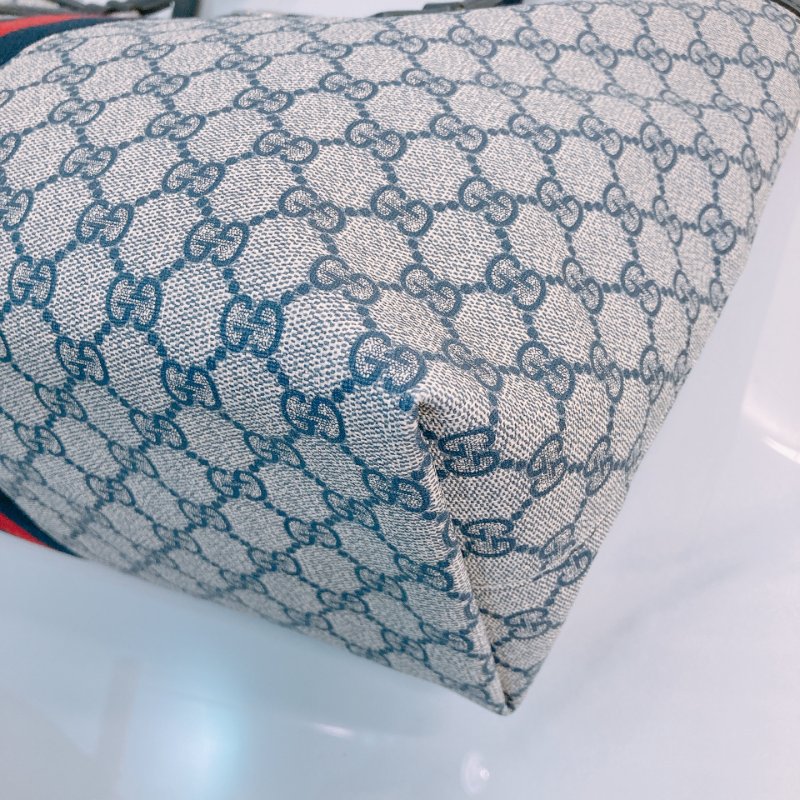 TW4466 Gucci 古馳 經典老花紋 托特包 軍藍色 間條紋 Ophidia Medium Tote Bag Dark Blue/Red x PHW-6