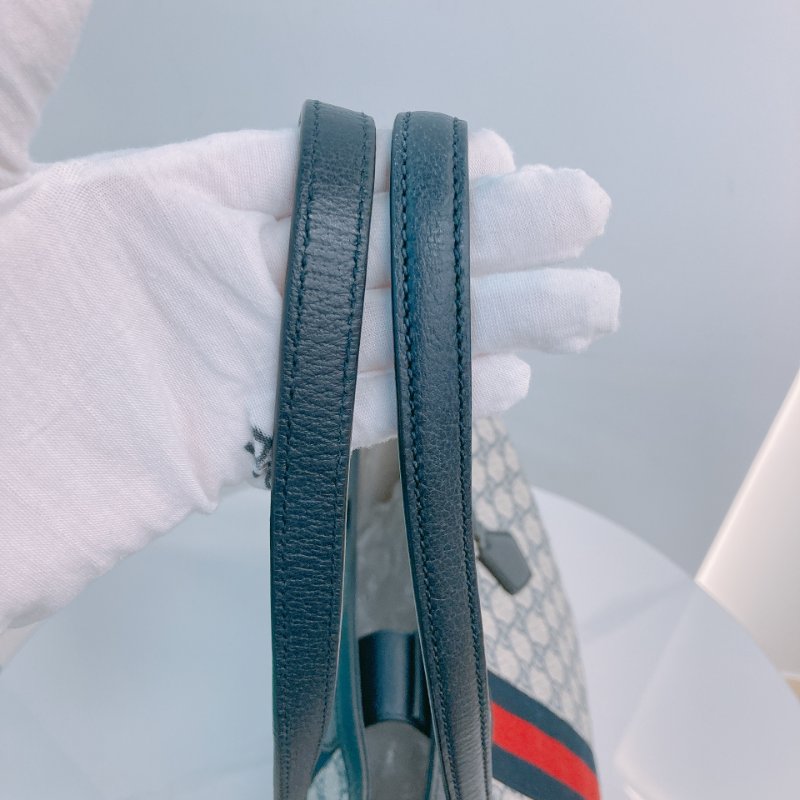 TW4466 Gucci 古馳 經典老花紋 托特包 軍藍色 間條紋 Ophidia Medium Tote Bag Dark Blue/Red x PHW-11