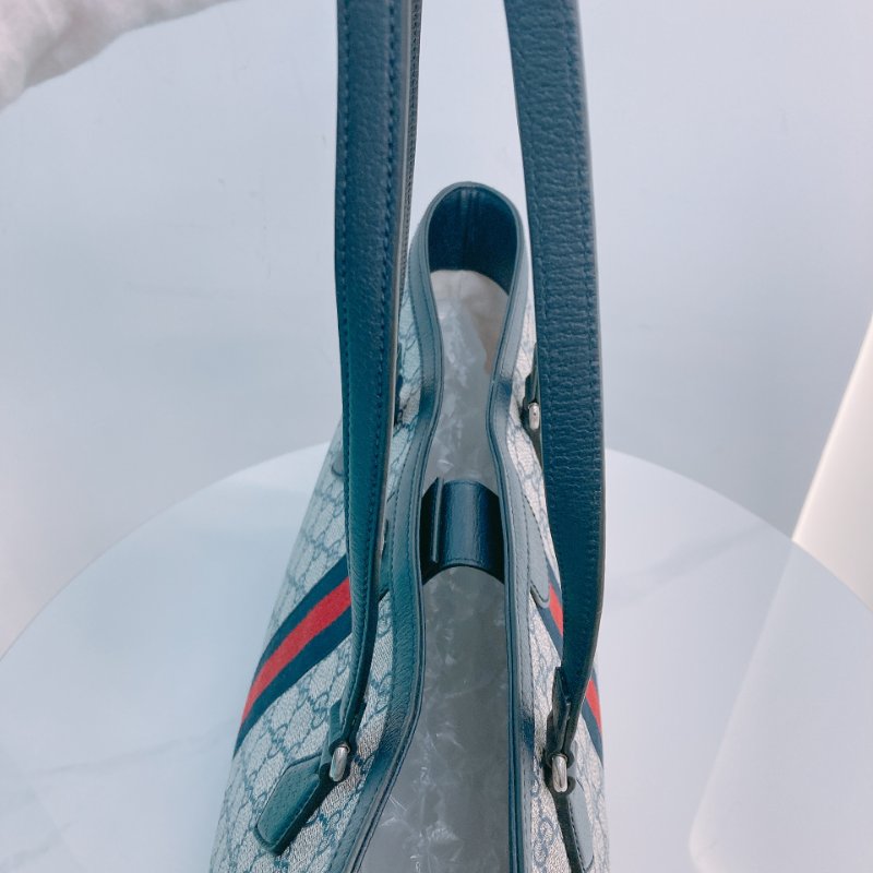 TW4466 Gucci 古馳 經典老花紋 托特包 軍藍色 間條紋 Ophidia Medium Tote Bag Dark Blue/Red x PHW-12