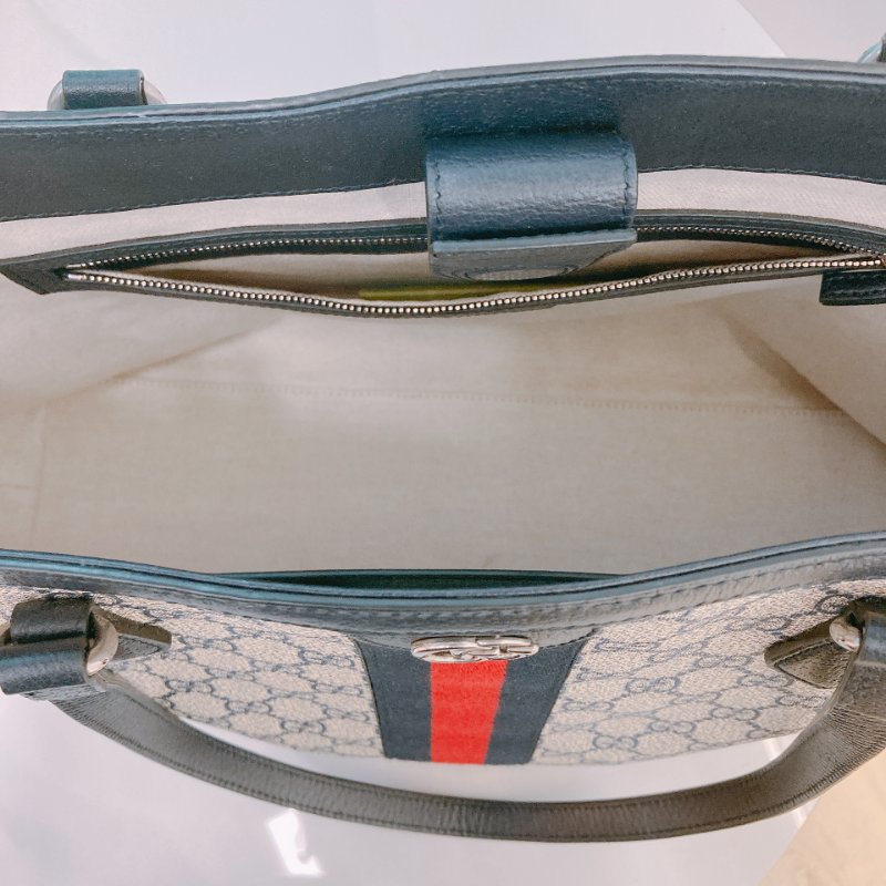 TW4466 Gucci 古馳 經典老花紋 托特包 軍藍色 間條紋 Ophidia Medium Tote Bag Dark Blue/Red x PHW-15