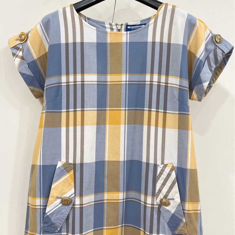 Burberry 藍標 金扣格紋口袋洋裝-5