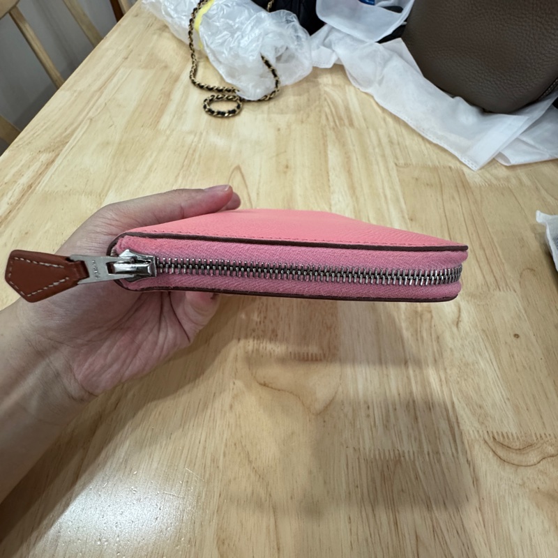 HERMES爱马仕 Silk'In Evercolor小牛皮 钱包 女款 樱花粉-4