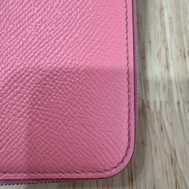 HERMES爱马仕 Silk'In Evercolor小牛皮 钱包 女款 樱花粉-10