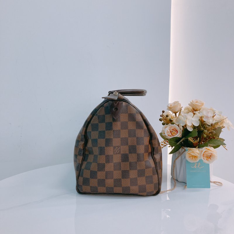 MS0326 路易威登 棕棋盤 帆布 手提 枕頭包 Louis Vuitton Speedy 30 Handbag Damier Canvas x GHW-2