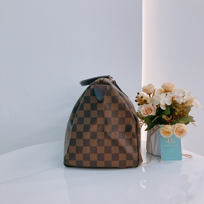 MS0326 路易威登 棕棋盤 帆布 手提 枕頭包 Louis Vuitton Speedy 30 Handbag Damier Canvas x GHW-3