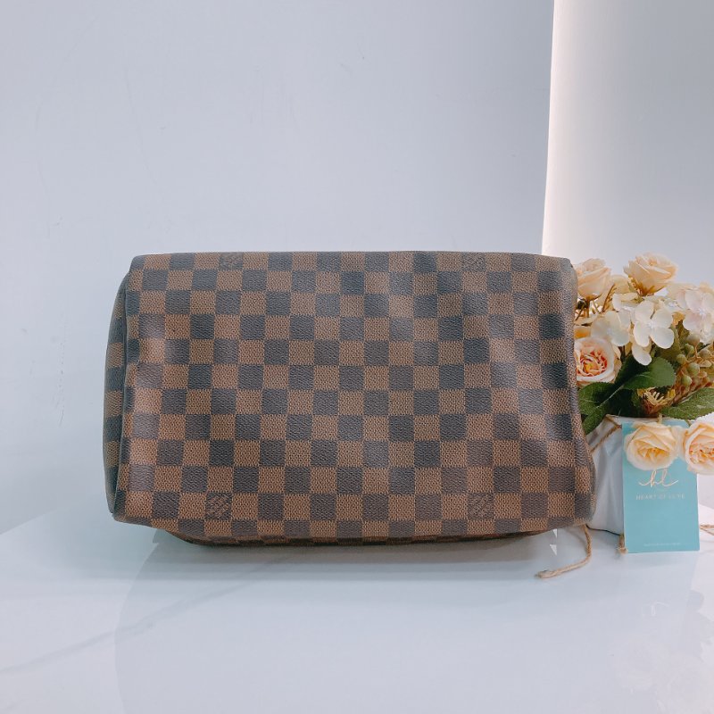 MS0326 路易威登 棕棋盤 帆布 手提 枕頭包 Louis Vuitton Speedy 30 Handbag Damier Canvas x GHW-4