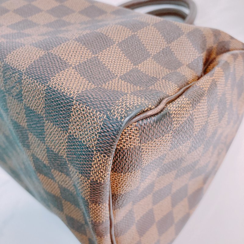 MS0326 路易威登 棕棋盤 帆布 手提 枕頭包 Louis Vuitton Speedy 30 Handbag Damier Canvas x GHW-6