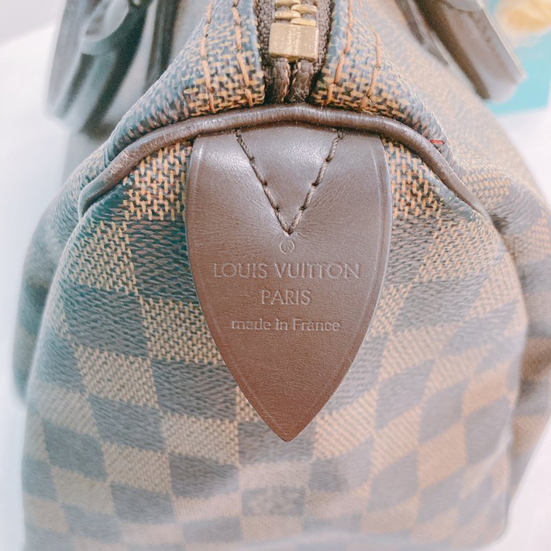 MS0326 路易威登 棕棋盤 帆布 手提 枕頭包 Louis Vuitton Speedy 30 Handbag Damier Canvas x GHW-9
